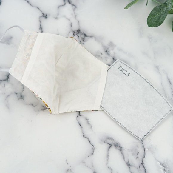 Cream florals, Cotton face mask - Picture 3 of 3